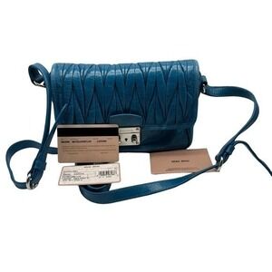 MIU MIU Laguna Matelasse’Lux Bandoliera blue shoulder bag model 5BH088